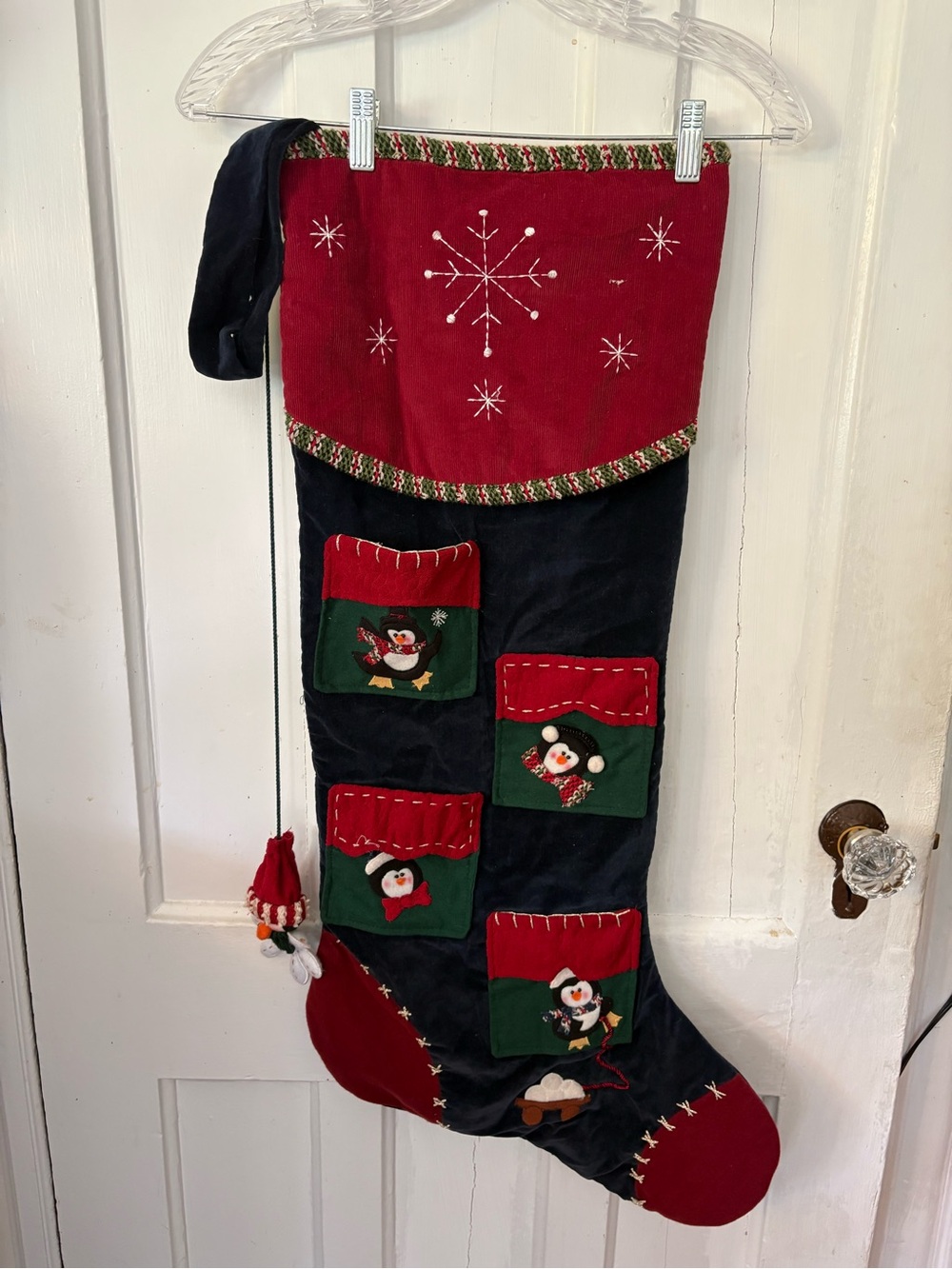 Vintage Christmas Advent Holiday Penguin 1990s Pocket Stocking -